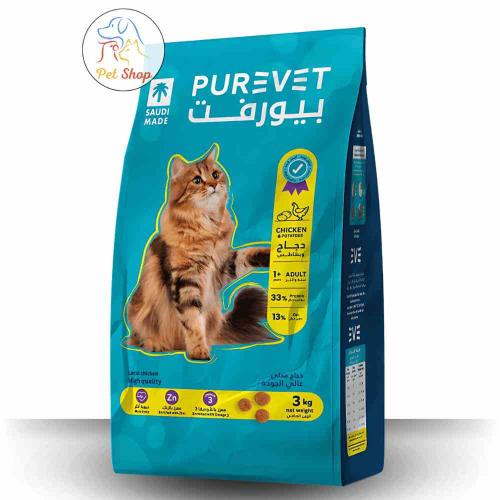 بيورفت اكل جاف للقطط البالغة بنكهة الدجاج مع البطا...