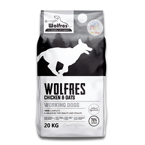ولفريس طعام جاف لكلاب الصيد بنكهة الدجاج والشوفان...