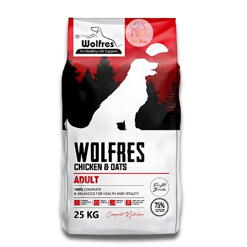 ولفريس طعام جاف للكلاب البالغة بنكهة الدجاج والشوف...