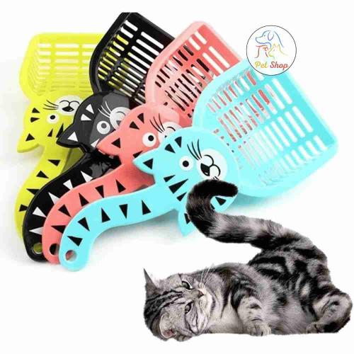 مجرفة رمل قطط بتصميم وجه قطة لطيف متعددة الالوان