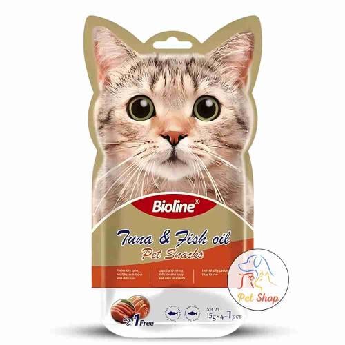 بيولاين مكافات بنكهة التونا وزيت السمك 5 اظرف بالد...