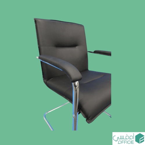 كرسي زوار جلدي أسود