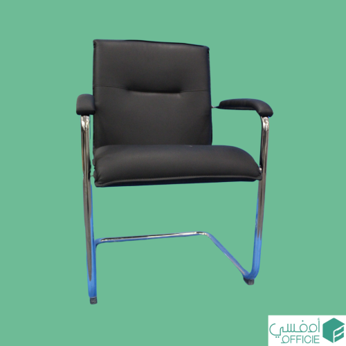 كرسي زوار جلدي أسود