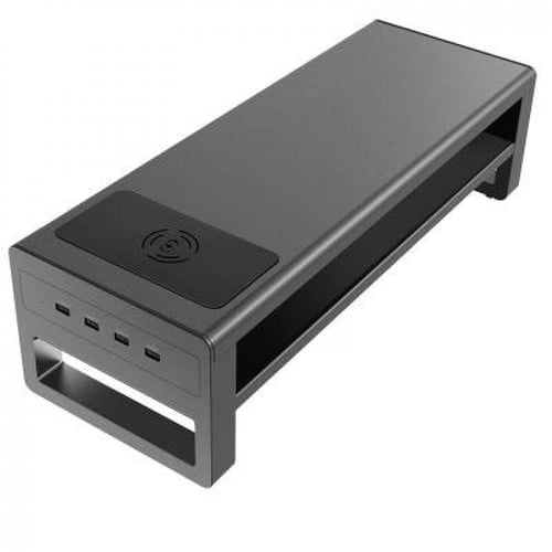 حامل للشاشة مع منفذ usb و رف وشاحن لاسلكي- ماكس هب