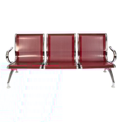 كرسي انتظار ثلاثي ( احمر قاني - فضي)