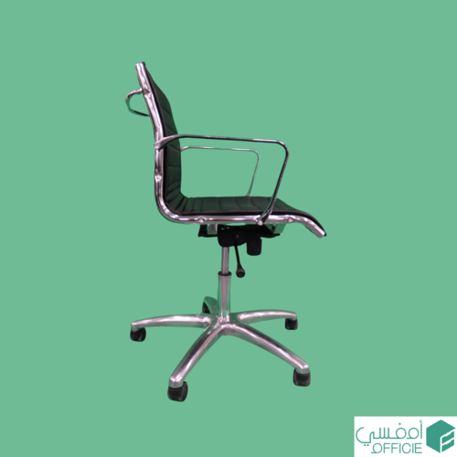 كرسي مكتبي جلدي كروم - اسود