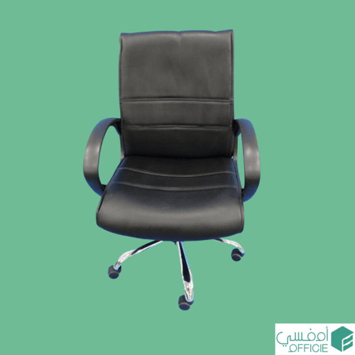 كرسي مكتبي دوار من الجلد الأسود