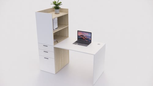 مكتب منزلي بارفف وادراج جانبية