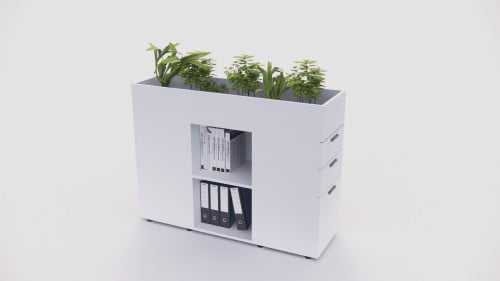 خزانة مكتبية مع حوض نباتي متعددة الوظائف