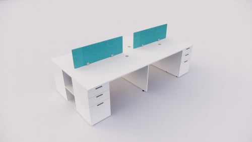 محطة عمل رباعية بخزائن ملحقة