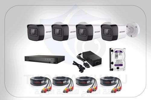 4 كاميرا مراقبة 8 ميجا بكسل خارجي + جهاز تسجيل + ه...