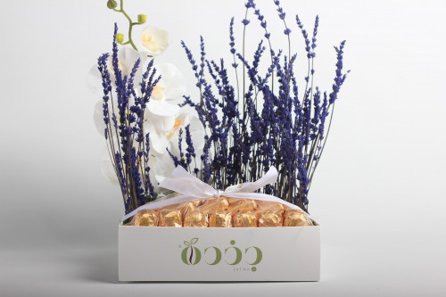 بوكس اللافندر البنفسجي مع 440 جرام شوكولاتة باتشي