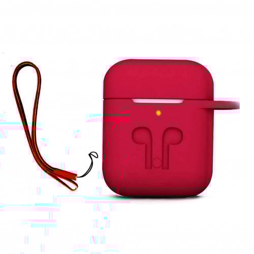 حافظة سماعة أبل الاسلكية AirPods سليكون مع الحبل ا...