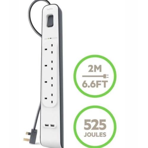 بيلكن surge protector توصيله 4 مداخل مع مدخلين USB