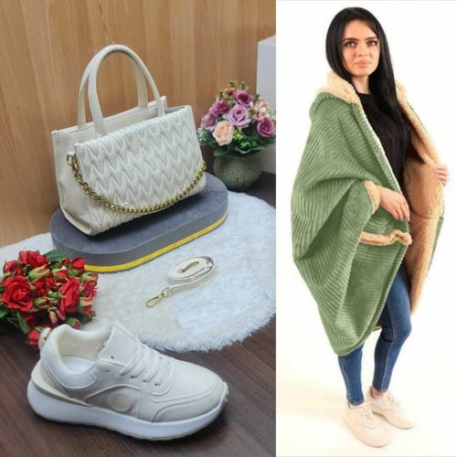 هدايا فاخرة شال شتوي مع شوز وشنطة