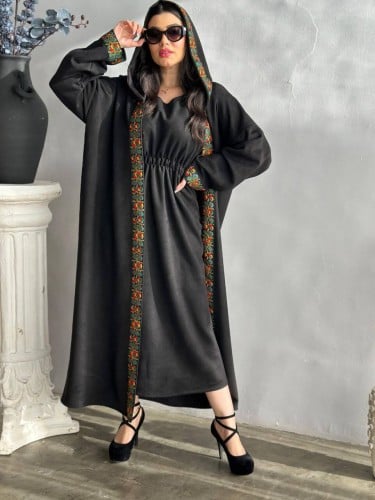 طقم شامواه نسائي فاخر مع طاقية - تطريز جوانب يدوي...