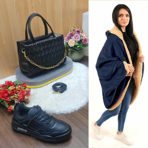 هدايا فاخرة شال شتوي مع شوز وشنطة