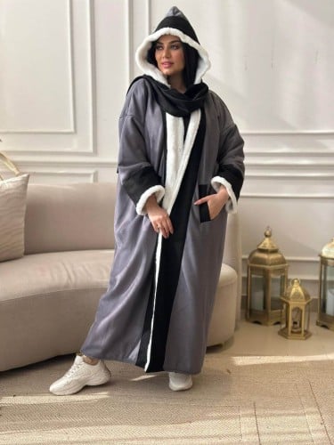 فروة نسائية مخمل شامواه مع وشاح - دفء فاخر وصناعة...
