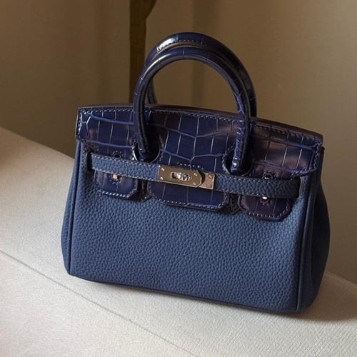 Birkin croc-Blue