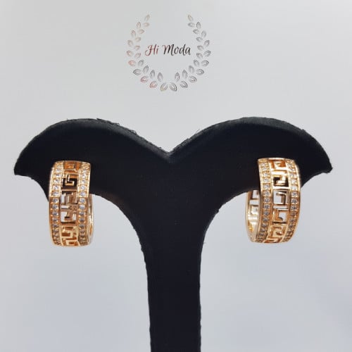 أقراط مطلية ذهب بفصوص زركون طبيعي