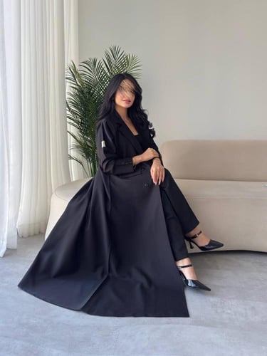 عبايه رقم 850 / القماش كتان مبطن / القصه بليزر مبط...