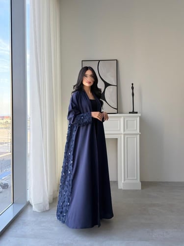 عبايه رقم 919 / القماش كريب لمار مع دانتيل وشك / ا...