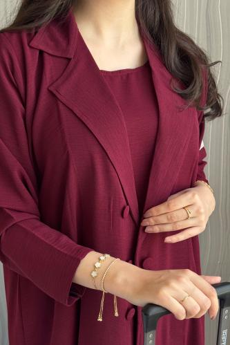 عباية سفر ياقة عنابي