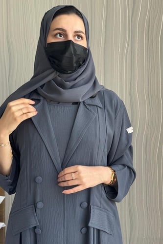 عباية سفر ياقة رمادي