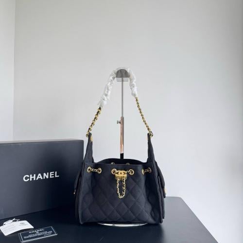 Chanel 25 Mini with Gold Metal قماش اسود