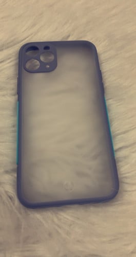 غلاف ايفون11برو شفاف, بحواف باللون الازرق الفاتح