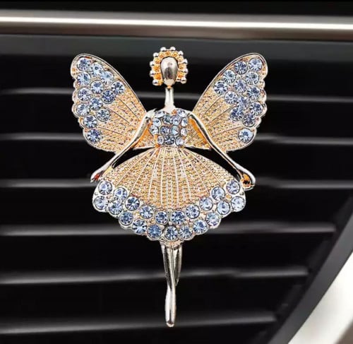 فواحة سيارة بشكل راقصة باليه ذهبي