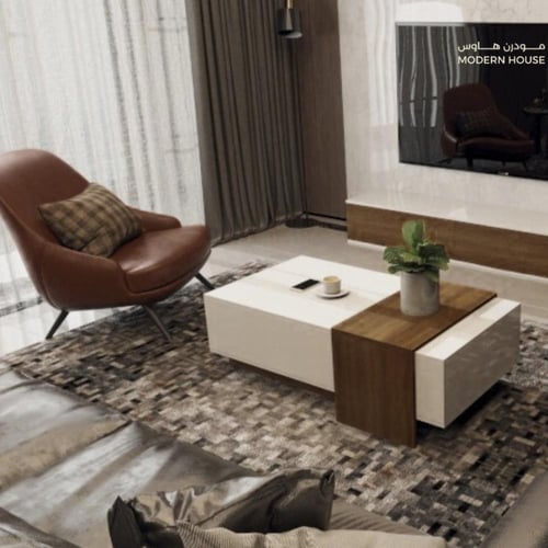 طاولة وسط ابيض مع بني 2001_موديل Sozan