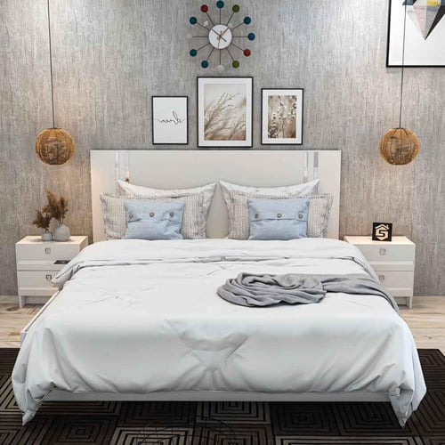 سرير مزدوج لون ابيض -موديل BD01