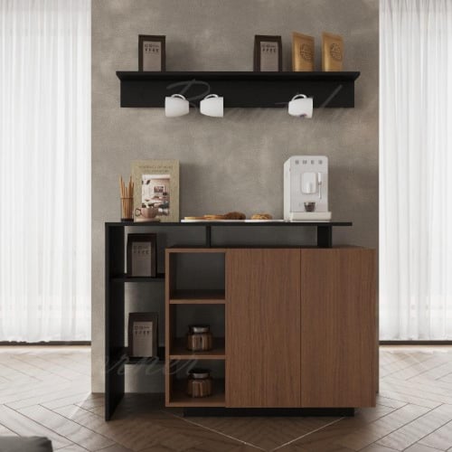 طقم طاولات بني 2060 و اسود مع اضاءة - موديل NewLus...