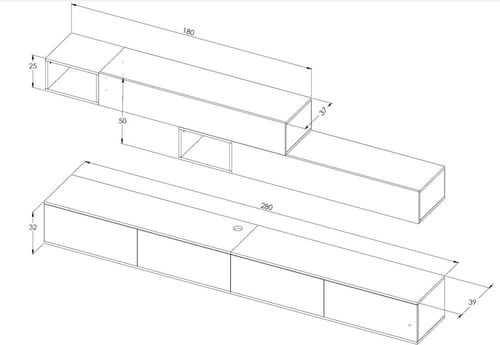 طاولة تلفاز بني 2060 مع اسود مع اضاءة - موديل NewL...