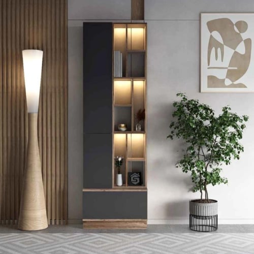 طاولة وسط مع طاولات خدمة رمادي غامق مع خشبي-موديل...