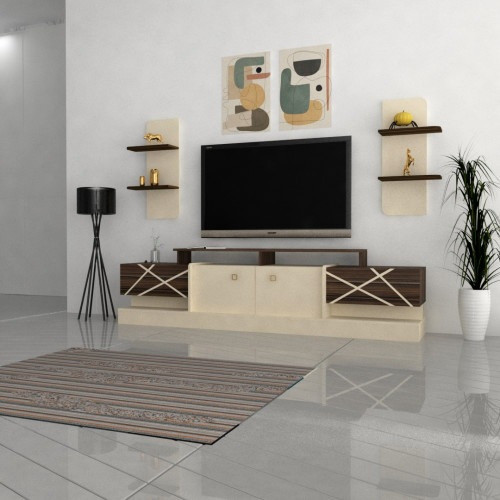 طاولة تلفزيون بني وبيج - موديل Tv54