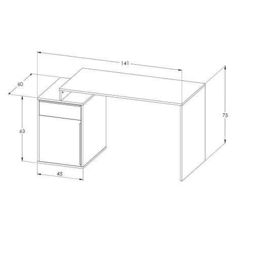 مكتب عمل ابيض مع بيج125 - موديل SaraDesk