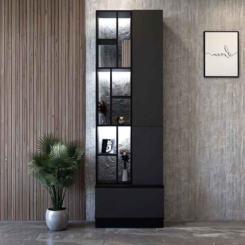 دولاب ديكور اسود مع رمادي غامق- موديل 61