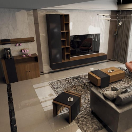 طقم طاولات اسود مع بني B موديل Victorya