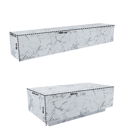 طقم طاولات لون رخامي- موديل Lusy