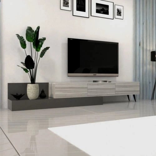 طاولة تلفزيون رمادي غامق ورمادي فاتح - موديل tv55