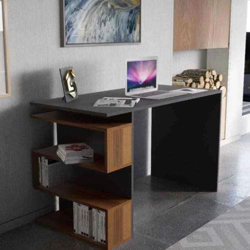 مكتب رمادي غامق مع بني3 - موديل MK01