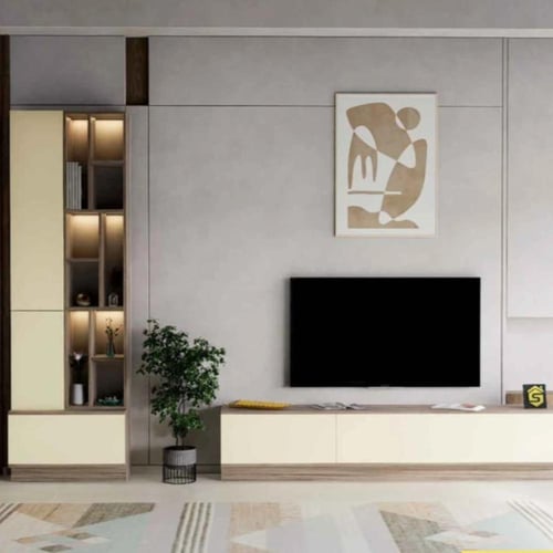 طاولة وسط مع طاولات خدمة خشبي Ex مع بيج -موديل CT6...