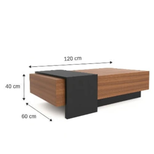 طاولة وسط اسود مع بني 2060_موديل Sozan