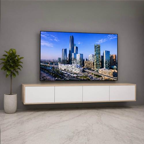 طاولة تلفاز لون ابيض مع بيج 2036 -موديل Lusy