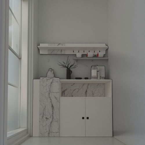 ركن قهوة ابيض مع رخامي موديل Sozan