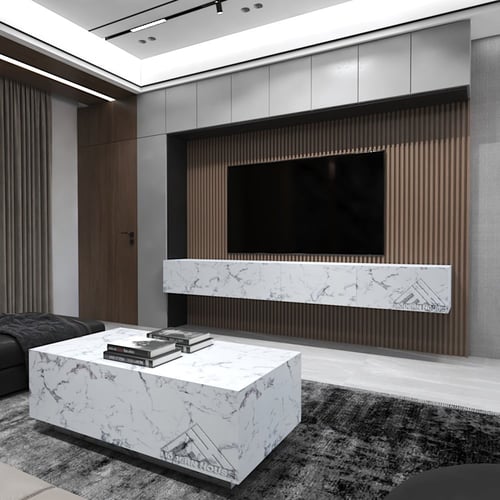 طاولة تلفاز معلقه مقاس 280 لون رخامي-موديل Lusy