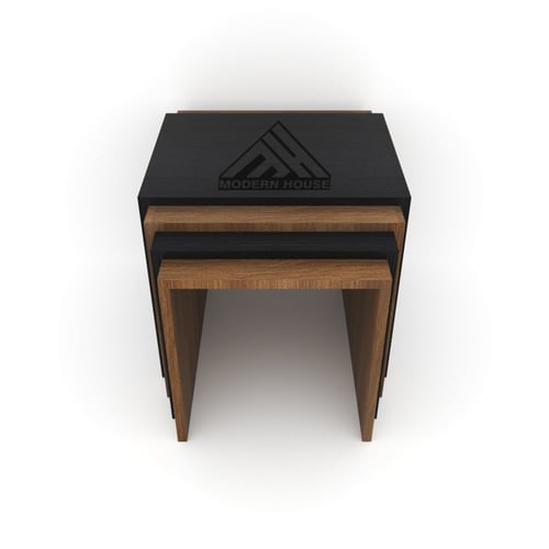 طقم طاولات خدمه اسود مع بني 2060 _موديل Sozan