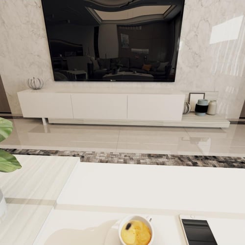 طاولة تلفاز ابيض مع رمادي 2020 _موديل Sozan